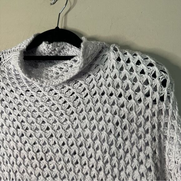 Hania | Gray mock neck loose knit cashmere blend sweater - Picture 2 of 6